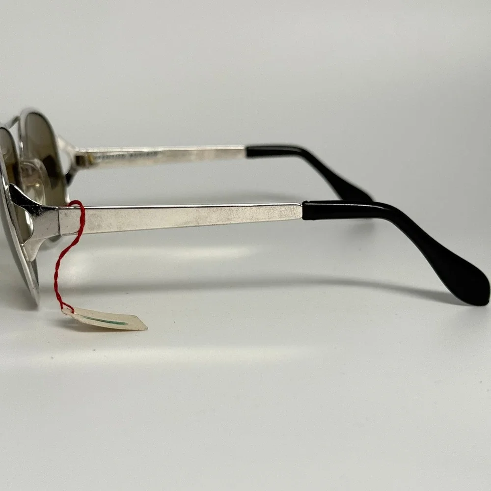 Vintage Reor Vetri‎ Temperati Aviator Sunglasses Silver Made in Italy Brown Lens